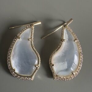 Kendra Scott Gold and White Teardrop Earrings